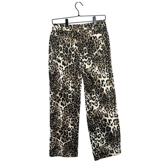 Papermoon Leopard Print High Rise Jeans Wide Leg Cropped Size Medium NEW - Picture 4 of 7